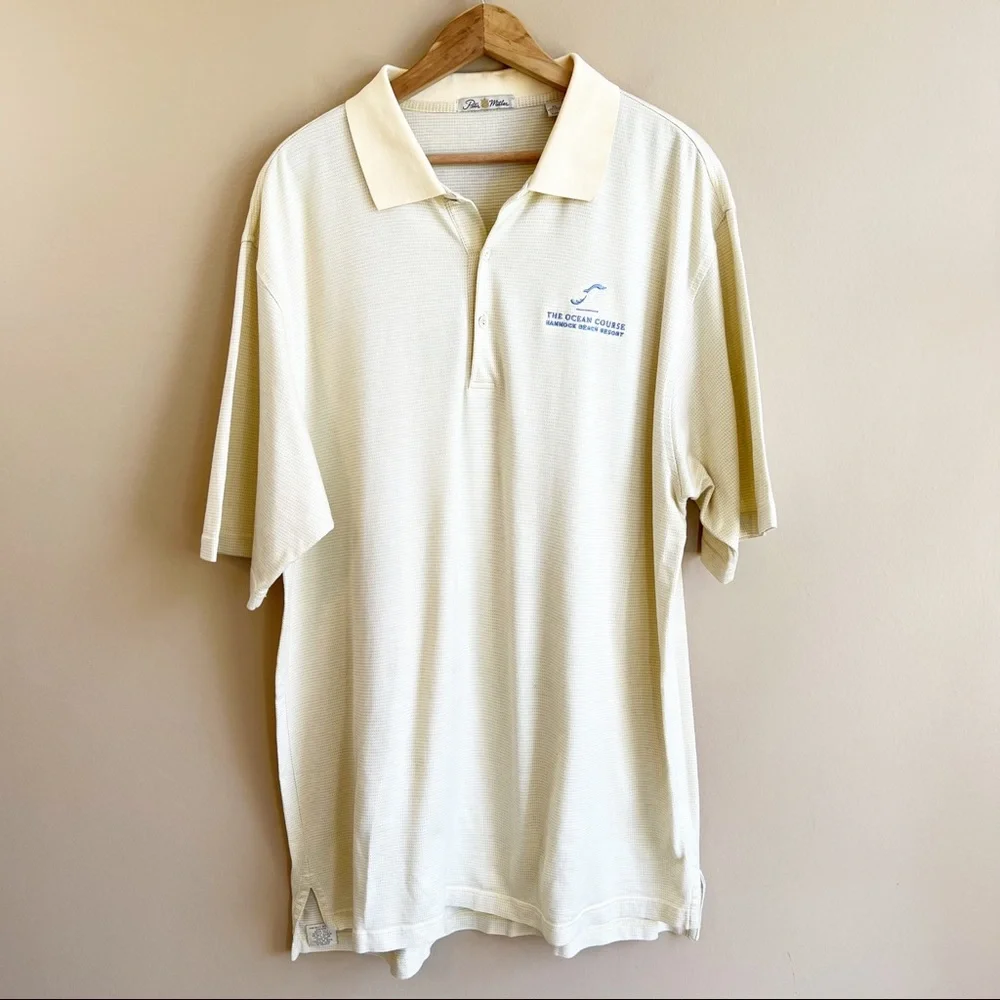PETER MILLAR men’s pale yellow polo golf shirt size XL 100% cotton - Picture 8 of 8